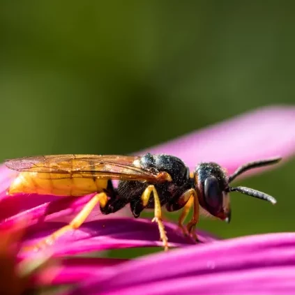 Photo d'un frelon européen vespa crabro sur une fleur.